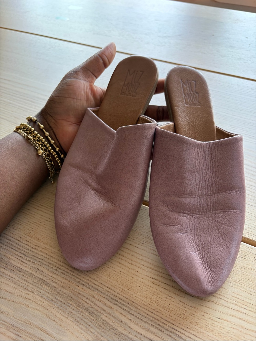 Miz Mooz Blush Leather Slip-On Mules